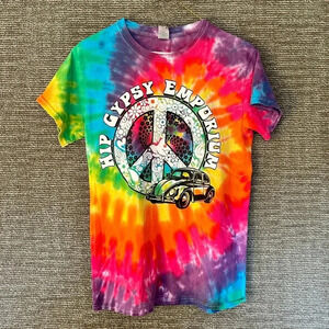 Gypsy / PEACE sign / Hippie / VW Bug / Tie Dye T-Shirt Sz Md
